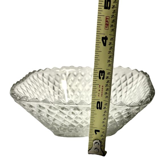 2 Vintage Indiana Clear Glass Diamond Point Sawtooth Edge 5” Square Salad Bowls - Picture 5 of 6
